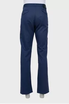 Men's blue trousers with elastic waistband
