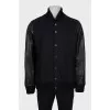 Men's bomber jacket with leather sleeves