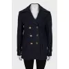 Wool coat with gold buttons