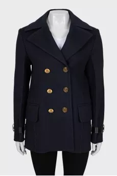 Wool coat with gold buttons