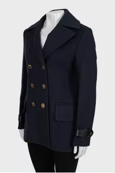 Wool coat with gold buttons