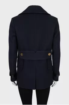 Wool coat with gold buttons