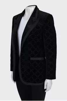 Velor jacket with signature embossing
