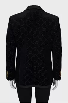Velor jacket with signature embossing
