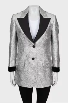 Silver jacket with beaded embroidery