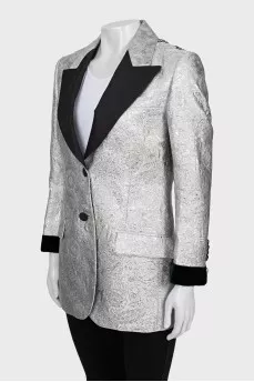 Silver jacket with beaded embroidery