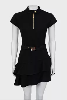 Short sleeve wool mini dress