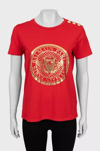 Straight fit T-shirt with gold print