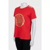 Straight fit T-shirt with gold print