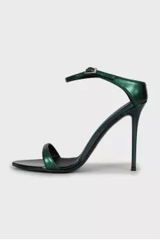 Leather high heel sandals