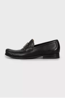 Men's black leather loafers