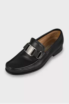 Men's black leather loafers