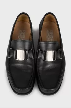 Men's black leather loafers