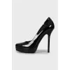 Black patent leather high heels