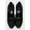 Black patent leather high heels