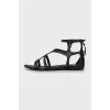 Leather sandals with gold hardware
