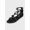 Leather sandals with gold hardware