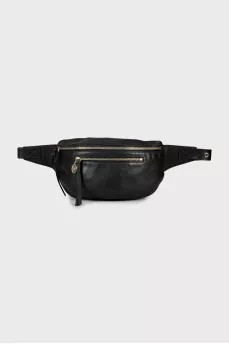 Black leather belt bag