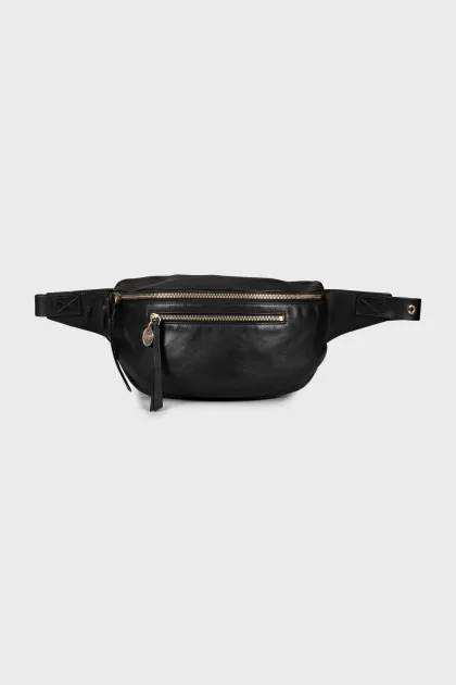 Black leather belt bag