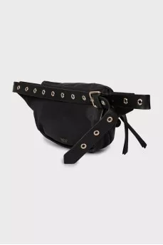 Black leather belt bag