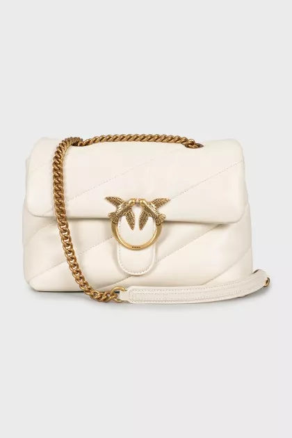 Quilted bag with gold logo