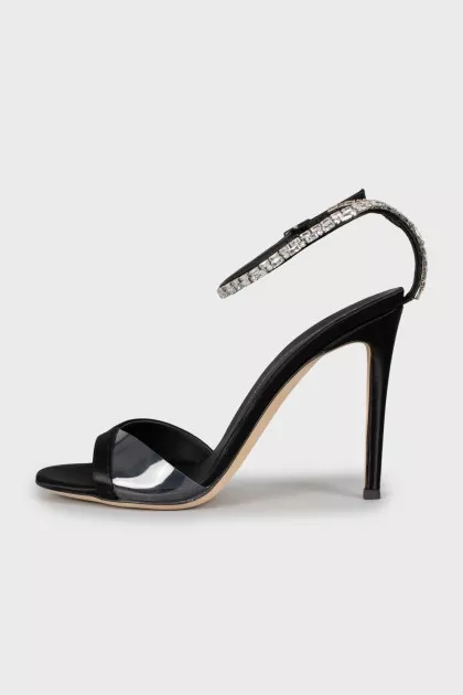 Textile sandals decorated with rhinestones