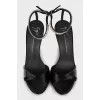 Textile sandals decorated with rhinestones