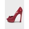 Red Leather Open Toe Shoes