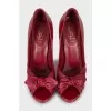 Red Leather Open Toe Shoes