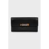 Leather wallet with wooden decor