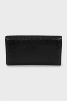 Leather wallet with wooden decor