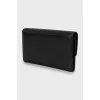 Leather wallet with wooden decor