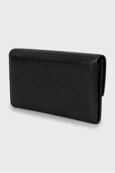 Leather wallet with wooden decor