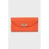 Orange wallet with embossed leather