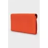 Orange wallet with embossed leather