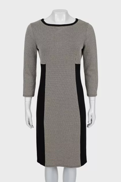 Combined print dress with tag