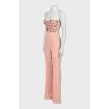 Suit with palazzo trousers and embroidery