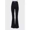Black flared trousers with belt