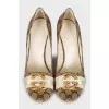 Printed textile shoes with open toe