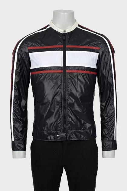 Men's bomber jacket with zipper and tag