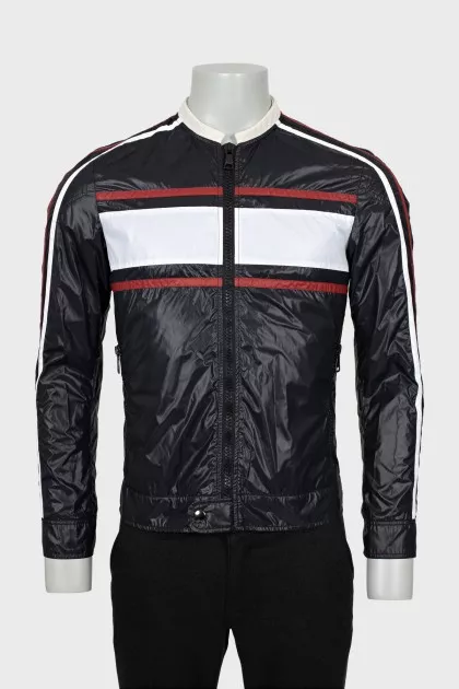 Men's bomber jacket with zipper and tag