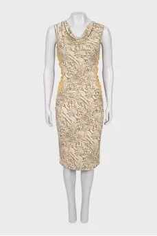 Animal print dress with draping