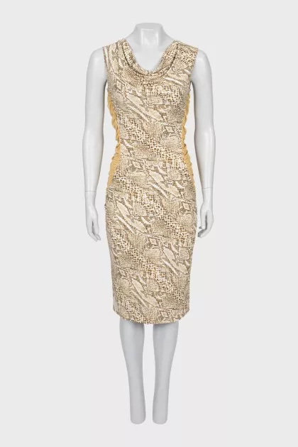 Animal print dress with draping