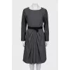Wool dress with accent waist