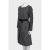 Wool dress with accent waist