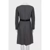 Wool dress with accent waist
