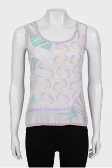 Printed silk tank