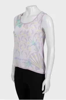 Printed silk tank