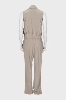 Silk jumpsuit with tie