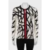 Black and white wool and silk cardigan